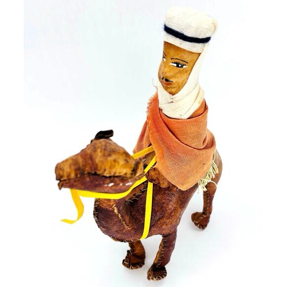 Vtg Handmade Leather Nativity Wisemen on Camels - Picture 3 of 10